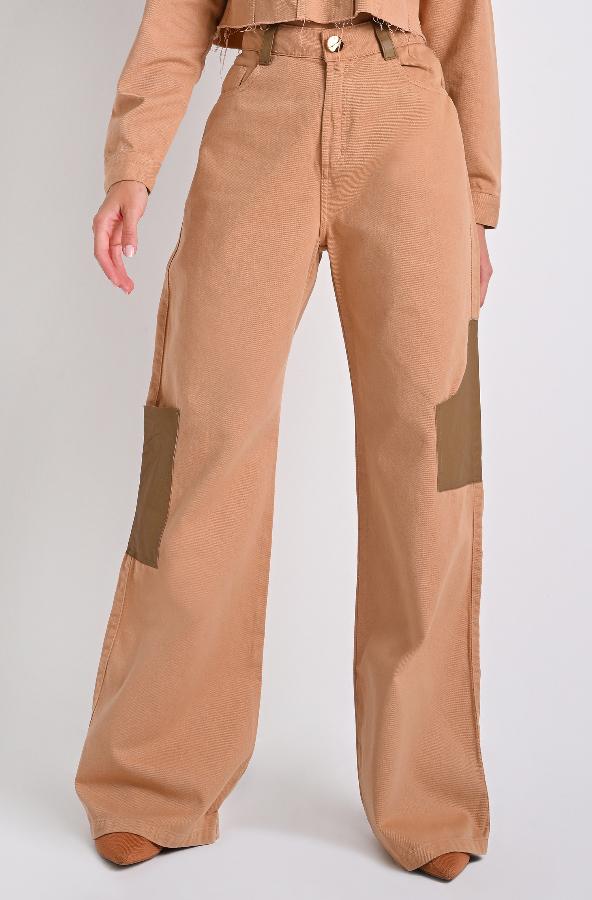 CALÇA WIDE LEG LEATHER COLOR