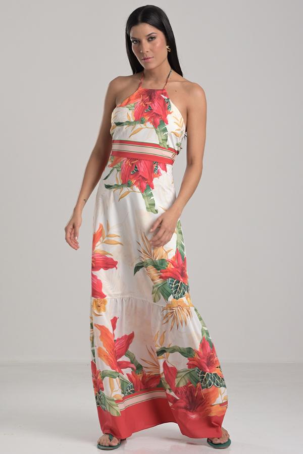 VESTIDO COMPRIDO COM BARRADOS DIFERENCIADOS