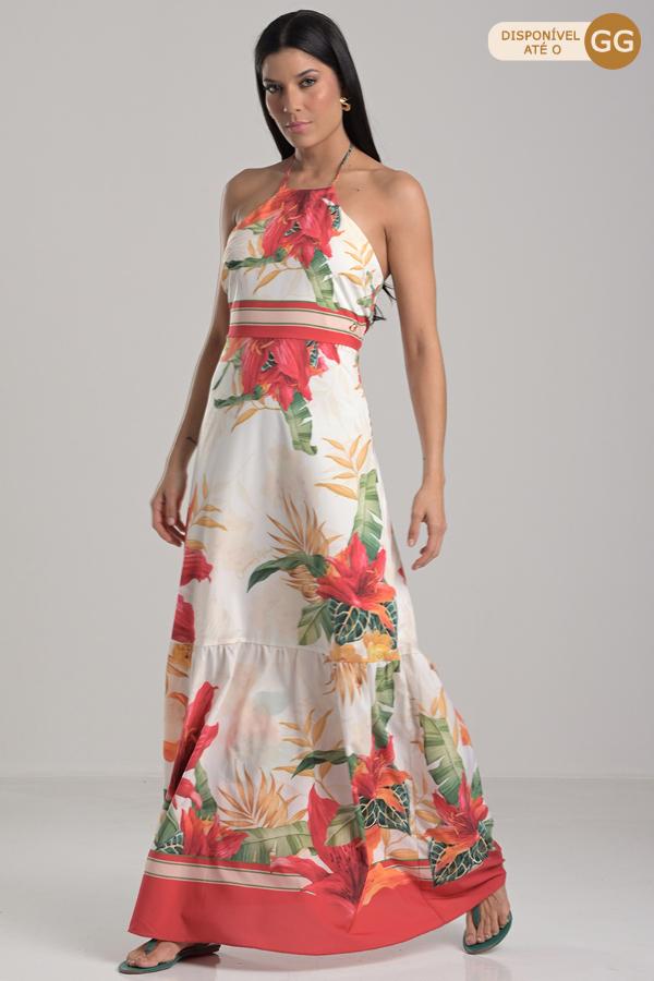 VESTIDO COMPRIDO COM BARRADOS DIFERENCIADOS