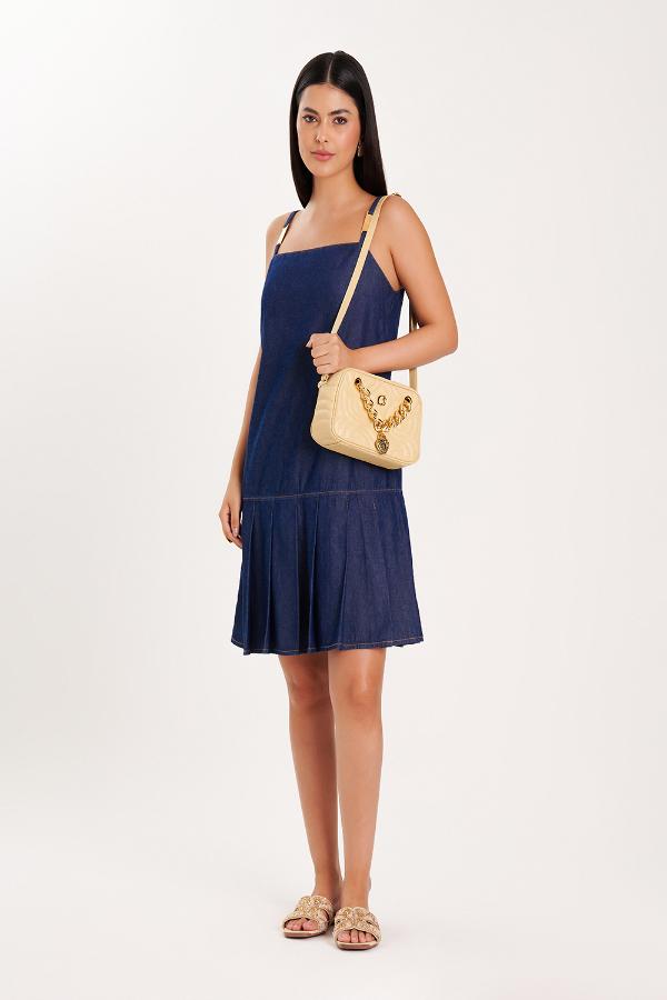 VESTIDO JEANS CURTO DETALHES ALÇAS