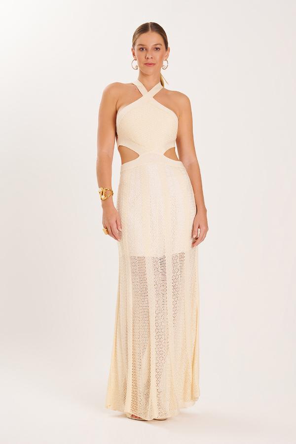 VESTIDO LONGO TRICO RENDADO