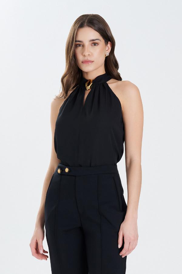 BLUSA FRENTE UNICA COM METAL ORGANICO