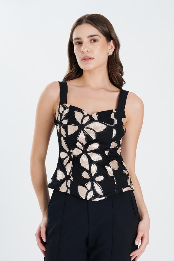BLUSA CORSELET FLOWER GLOSSY