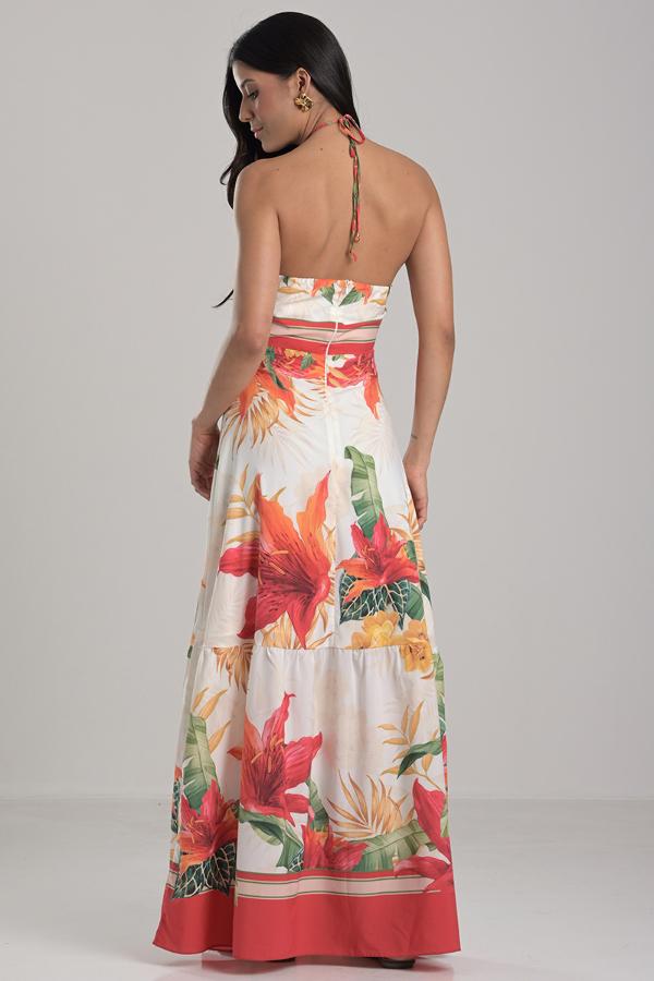 VESTIDO COMPRIDO COM BARRADOS DIFERENCIADOS