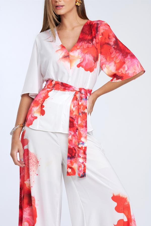 BLUSA DECOTE V COM FAIXA