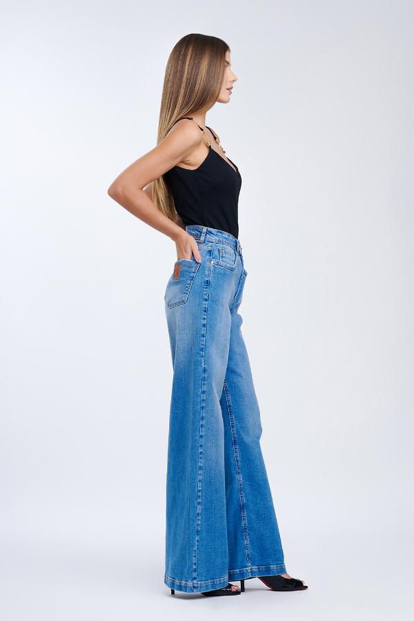 CALCA JEANS WIDE LEG LUXE