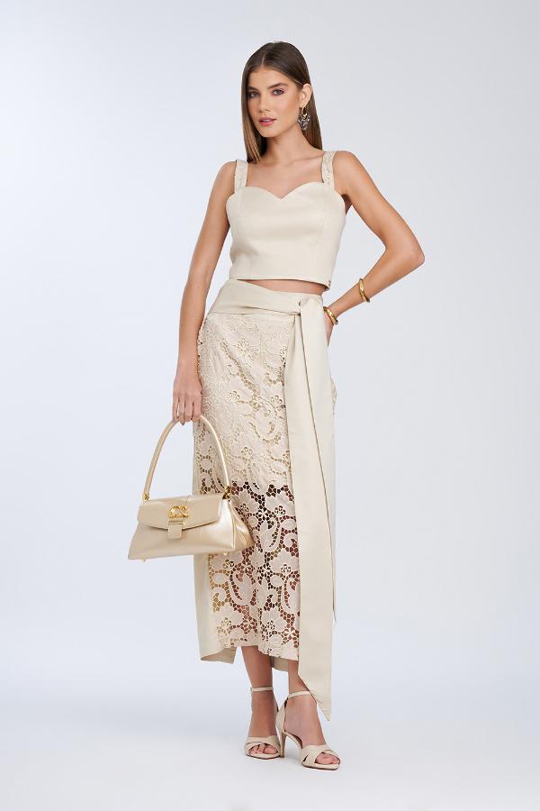 SAIA MID BORDADO VAZADO