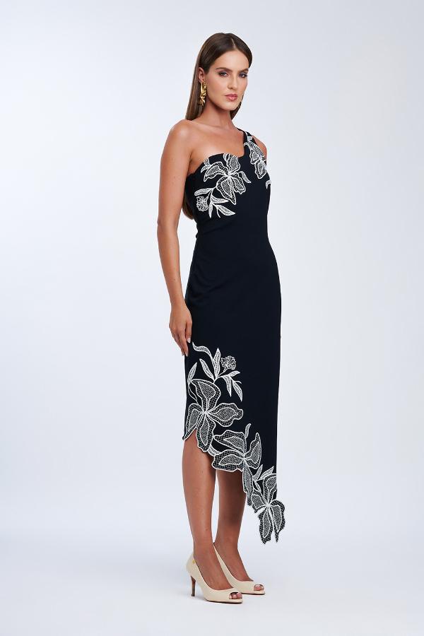 VESTIDO ASSIMETRICO FOLHA SHINE