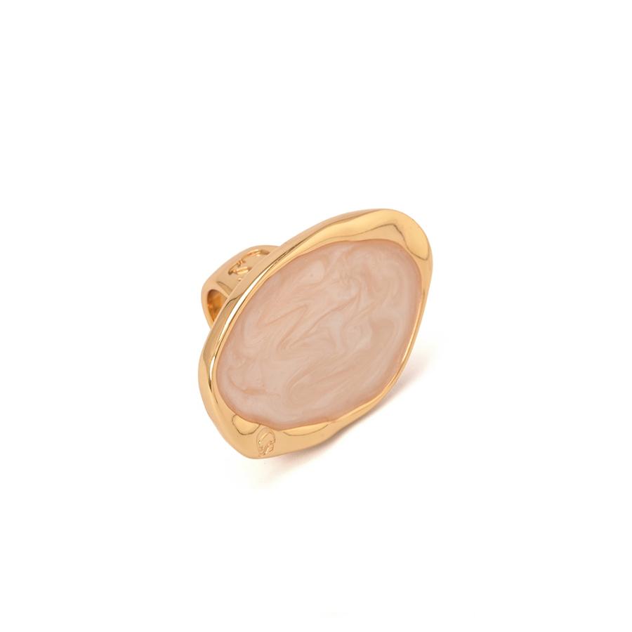 ANEL DOURADO OVAL COM RESINA PEROLADA