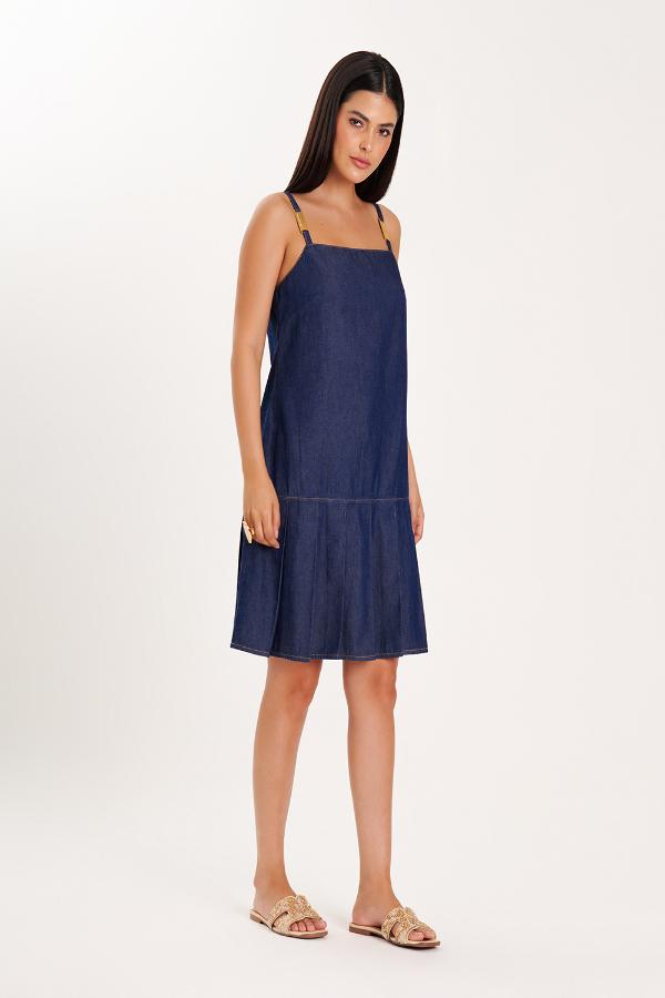 VESTIDO JEANS CURTO DETALHES ALÇAS