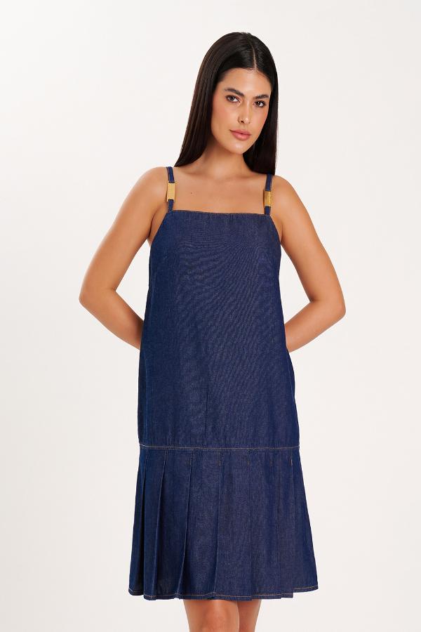 VESTIDO JEANS CURTO DETALHES ALÇAS