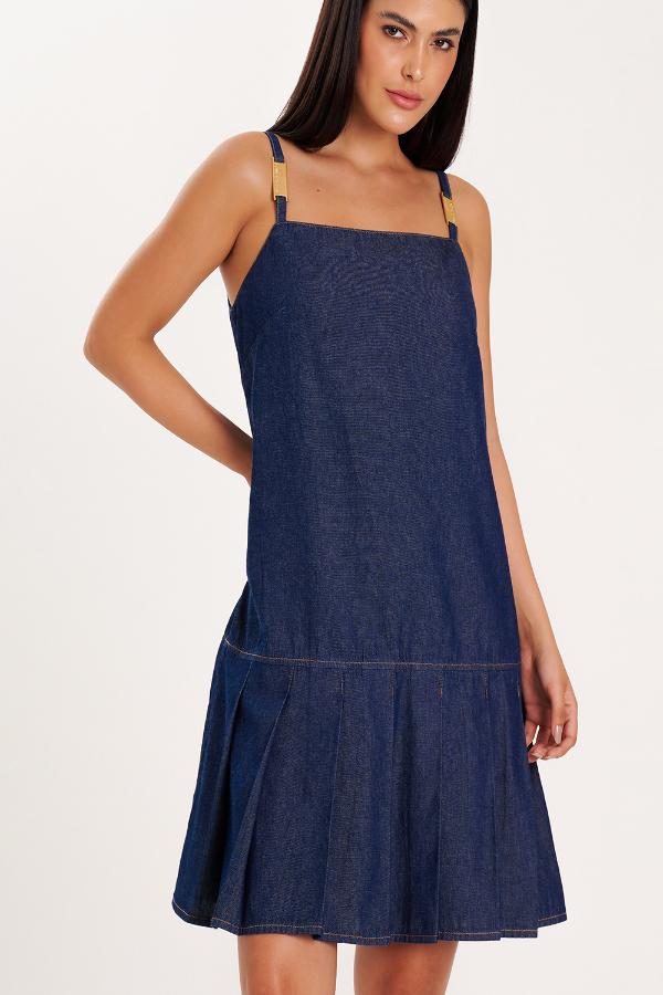 VESTIDO JEANS CURTO DETALHES ALÇAS