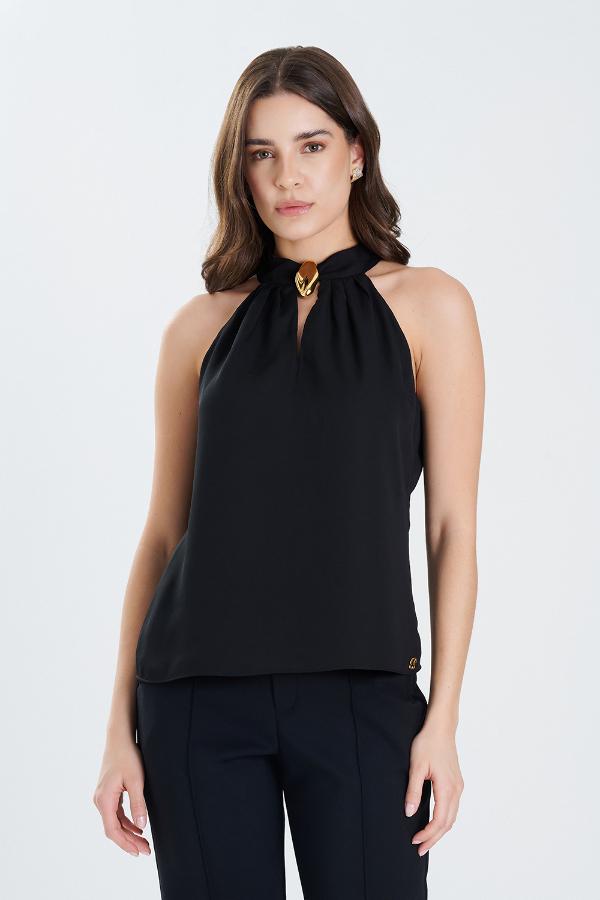 BLUSA FRENTE UNICA COM METAL ORGANICO