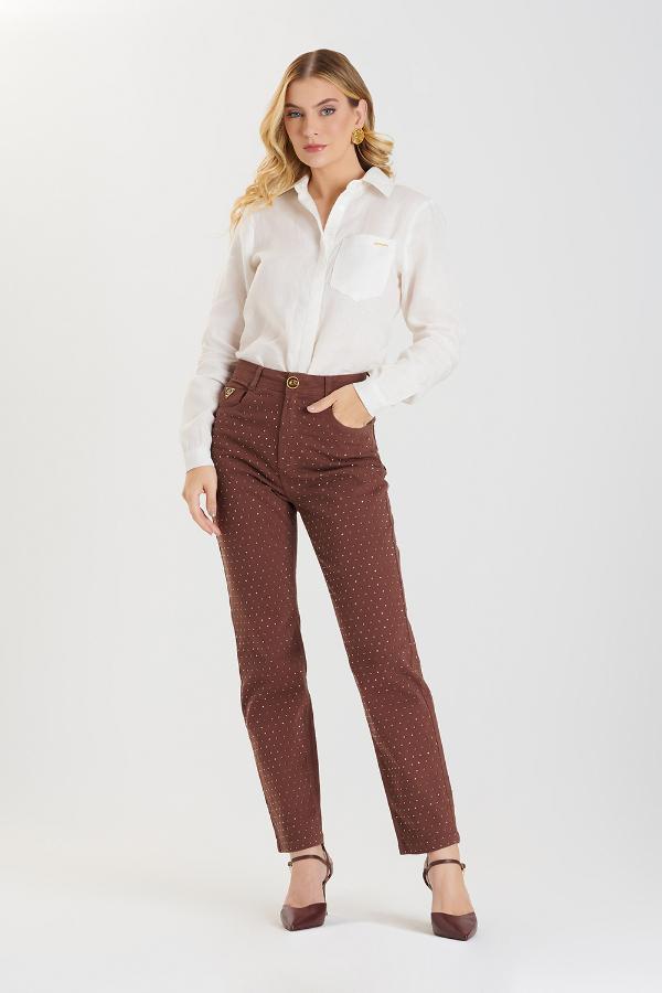 CALÇA MOM SLIM CHOCOLATE
