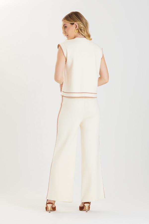 CALÇA PANTALONA TRICOT BICOLOR