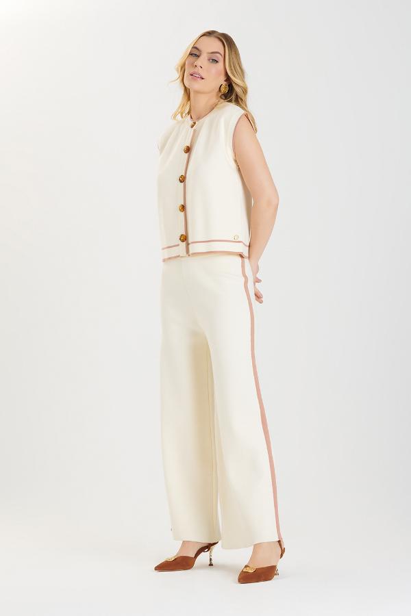CALÇA PANTALONA TRICOT BICOLOR