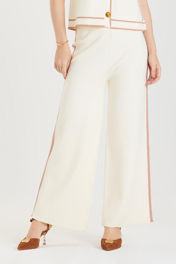 CALÇA PANTALONA TRICOT BICOLOR