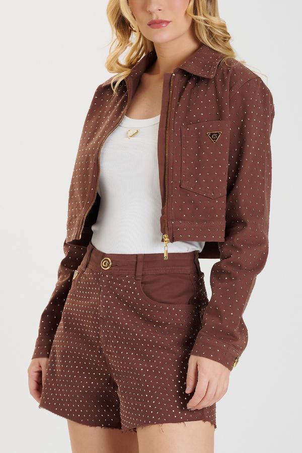 JAQUETA COMFORT CRISTAIS CHOCOLATE