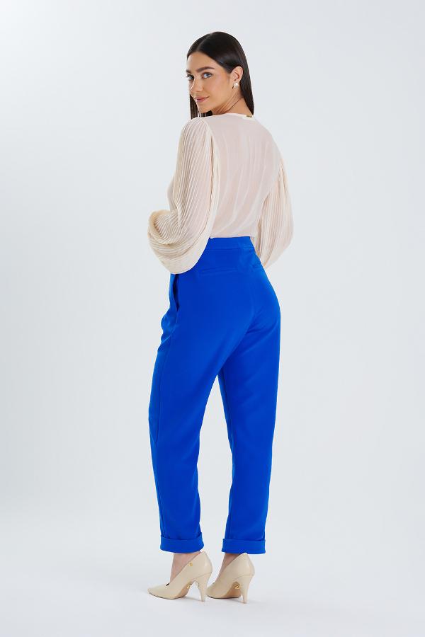 BLUSA DECOTE V COM MANGA PLISSADA