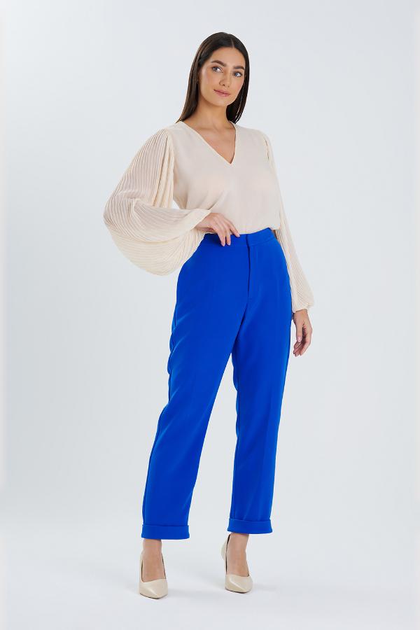 BLUSA DECOTE V COM MANGA PLISSADA