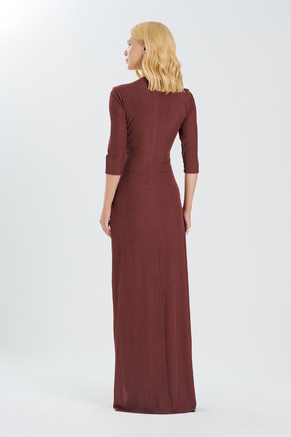 VESTIDO LONGO DRAPE DECOTE