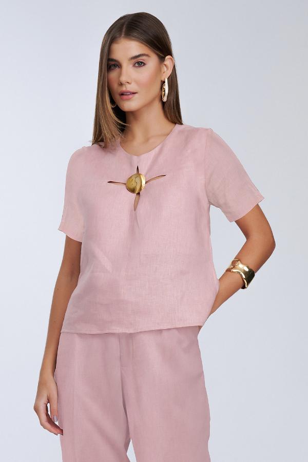 BLUSA COM DECOTE FLOR VAZADA