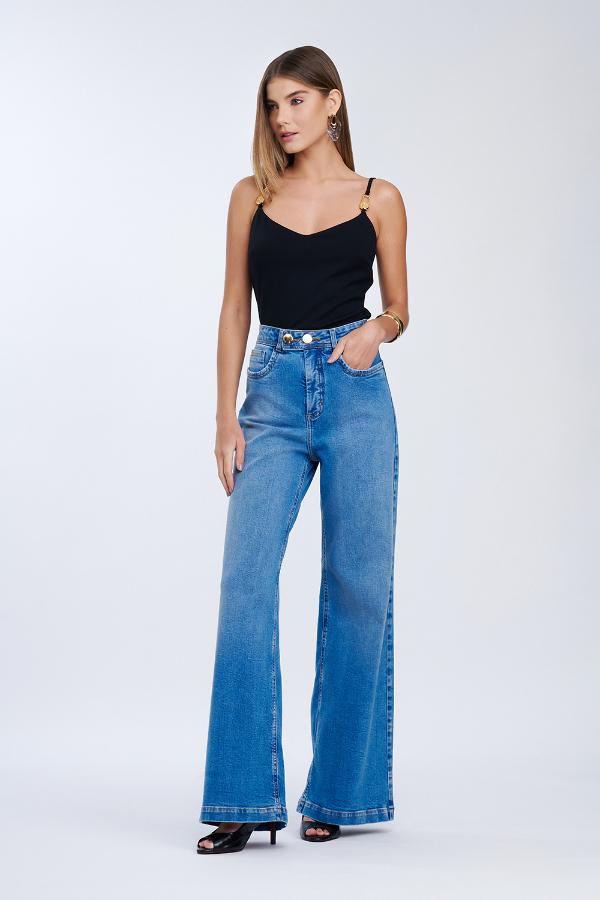 CALCA JEANS WIDE LEG LUXE
