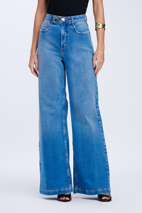 CALCA JEANS WIDE LEG LUXE