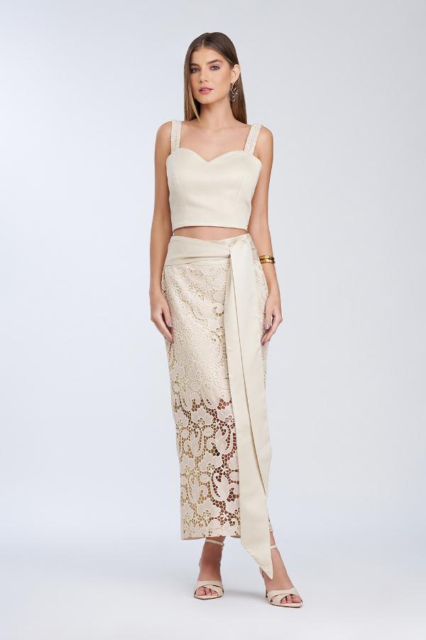 SAIA MID BORDADO VAZADO