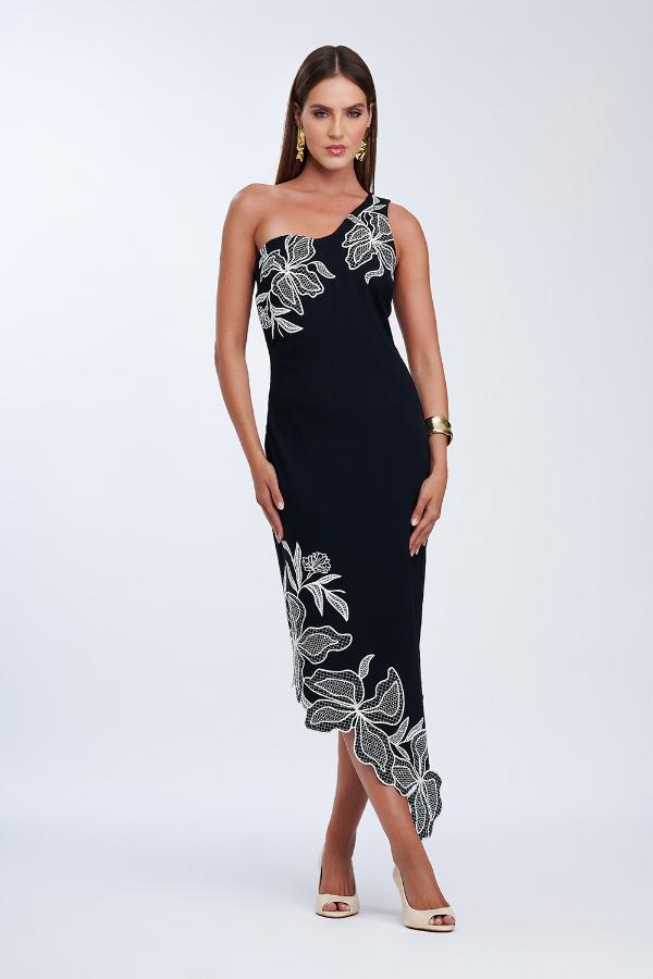 VESTIDO ASSIMETRICO FOLHA SHINE